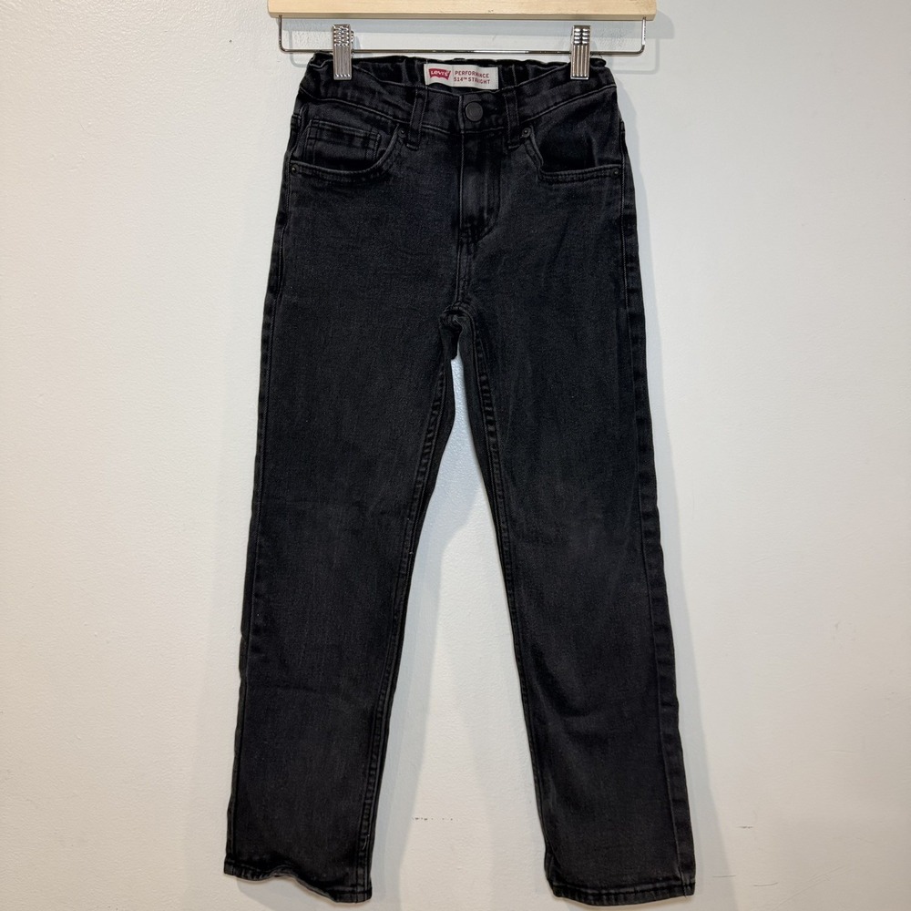 Levis 514 Straight Fit Performance Jeans Boys Size 10 Reg Black Denim